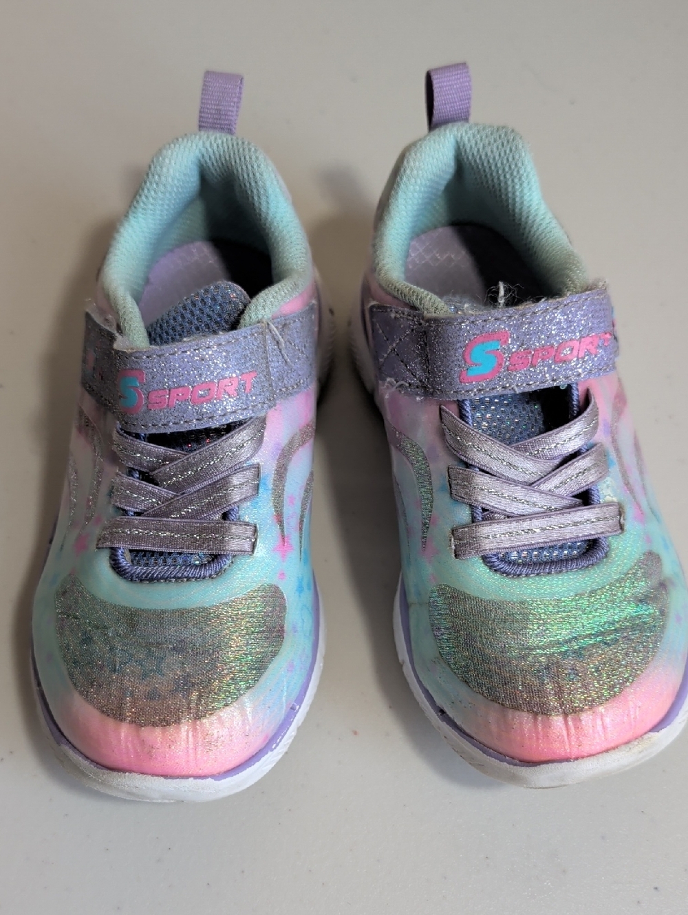 Skechers Kids Iridescent Pastel Light-Up Sneakers - Purple/Mint/Pink